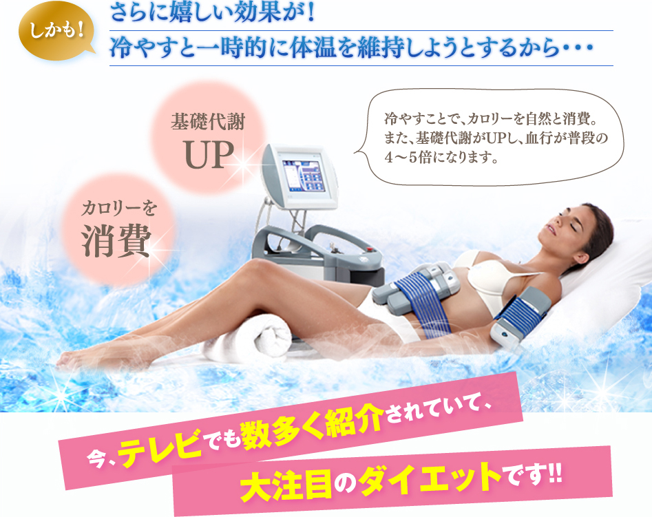 ダイエット,ピュアラ,ダイエットマシン,さらに嬉しい効果が!冷やすと一時的に体温を維持しようとするから・・・