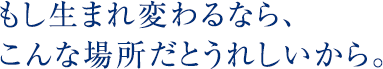 もし生まれ変わるなら、こんな場所だとうれしいから。